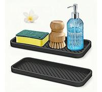 1 pièce Bac de rangement de cuisine en silicone pour éponge, distributeur de savon et rangement de salle de bain, organisateur polyvalent de plan de travail 1PC-Gris,1 lingette nettoyante,1 pièce - No