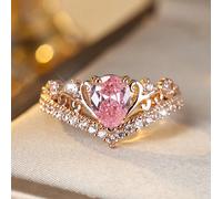 1 pièce Bague à design de couronne rose à la mode avec un réglage à trois griffes en zirconium cubique pour femmes, convient pour la décoration de fête, cadeau de festival et de Saint-Valentin, maman,