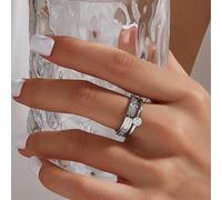 1 pièce Bague d'amour éternel en acier inoxydable avec zircone cubique, bijou de luxe pour femmes, bijou de mariage et de fête, cadeau pour rendez-vous 7,5,9,6,8,10Acier inoxydable