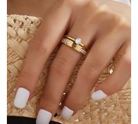 1 pièce Bague d'amour éternel en acier inoxydable plaqué or 18K avec zircone cubique, bijoux pour femmes, style de luxe, bijoux de mariage et de fête, cadeau de rendez-vous 7,5,9,6,8,10Acier inoxydabl