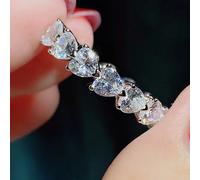 1 pièce Bague d'amour scintillante 925 pour femmes, anneau scintillant classique clair. Bague en argent pour femmes et filles, accessoire vintage pour le doigt, bijou cadeau 7,5,9,6,8Argent sterling 9