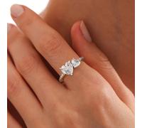 1 pièce Bague de femme à double cœur scintillante et à la mode, s'assortissant aux tenues quotidiennes et aux accessoires pour fête. Bague de haute qualité pour femme 5,6,7,8,9,10Cuivre