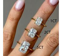 1 pièce Bague de fiançailles Bague de mariage Bande éternité Cadeau de bijoux fins pour femmes. Coupe radieante rectangle 1/2/5 CT géométrie scintillante 7,5,9,6,8Argent sterling 925
