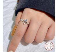 1 pièce Bague de fiançailles ronde en diamant Moissanite brillant de 0,5 carat, cadeau d'anniversaire de mariage éternel en argent sterling 925, bijou de luxe et raffiné 7,5,9,11,6,8,10Argent sterling
