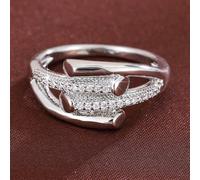 1 pièce Bague de mode avec design géométrique minimaliste à lignes épaisses en croisillon, sertie de cubique de zircone pour femmes 7,9,6,8,10Cuivre