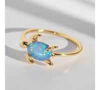 1 pièce Bague de tortue en pierre précieuse australienne bleue, idéale comme cadeau pour la fête des mères, cadeau d'anniversaire ou bijou d'été pour les filles 7,5,9,6,8Alliage de cuivre