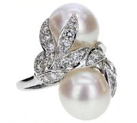 1 pièce Bague élégante avec design de feuille scintillante, ornée de fausses perles et de strass, assortie aux tenues quotidiennes et aux accessoires de fête, bijou de luxe 7,5,9,11,6,8,10,12Cuivre