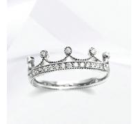 1 pièce Bague en argent sterling 925 avec couronne scintillante en pierre, bijou de qualité pour femmes, cadeau pour les sorties 7,5,9,6,8,10Argent sterling 925