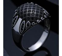 1 pièce Bague en argent sterling S925 faite à la main turque pour femmes, incrusté de zirconium cubique noir synthétique. Bijou unisexe pour couple, design carré classique unique. Cadeau pour la Saint