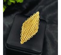 1 pièce Bague en cuivre plaqué or à motif grille ajouré à la mode, convenant pour l'index, pour les styles européen, américain, moyen-oriental, dubaïote, mariage, fête, rendez-vous, Saint-Valentin, Fê