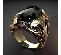 1 pièce Bague en cuivre vintage pour hommes avec insertion de diamant artificiel ovale noir, plaquée or vintage, bijou de bague simple élégant en cadeau 7,9,11,13,8,10,12Blocs de couleurCuivre
