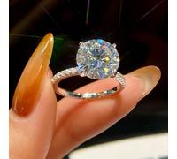 1 pièce Bague en diamant de moissanite simple à 4 griffes de 5 carats, bague en argent sterling 925, bague de fiançailles et de mariage pour femmes, cadeau de bijouterie de luxe, cadeau d'anniversaire