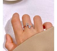 1 pièce Bague ouverte 26 lettres, en argent sterling 925, design unique, bague lettre élégante, convient pour un port quotidien pour les filles, peut être utilisée comme décoration de date ou cadeau d