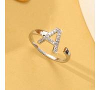 1 pièce Bague ouverte avec lettre incrustée de zirconium, style élégant de dame. Bague à lettre initiale, cadeau idéal pour les amis et les camarades de ijou populaire pour femmes A,B,C,D,E,F