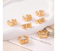 1 pièce Bague ouverte de luxe décorée de zircone cubiques à 26 lettres, accessoire de bijouterie délicat convenant pour un port quotidien pour adolescents. La bague à lettre initiale 26 est un cadeau