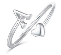 1 pièce Bague ouverte en forme de cœur minimaliste pour femmes, bague alphabet ajustable de A à Z, bague d'amour en lettre mignonne pour bijoux de mariage (Remarque : le matériau en cuivre est plus do