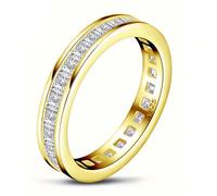 1 pièce Bague solitaire de coupe princesse en éternité complète pour femmes Tout autour 4x4mm CZ Réglage de la chaîne en argent sterling 925 Bague de mariage de fiançailles Bijoux Cadeaux 7,5,9,6,8,10