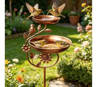 1 pièce Baignoire d'oiseau de jardin vintage en fer forgé - Conception à double bac, base solide à cinq griffes, abreuvoir décoratif pour oiseaux, mangeoire à oiseaux, convient pour les jardins extéri