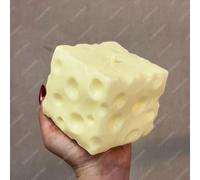 1 pièce Balle anti-stress cube de fromage géant couleur aléatoire, balle à presser malléable en forme de gros fromage, jouet fidget sensoriel ASMR sans rebond, remplie d'huile de coco, de farine et de