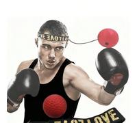 1 pièce Balle de réaction de boxe montée sur la tête, balle de vitesse d'entraînement d'esquive de combat Sanda, balle magique anti-stress pour adultes Balle en PU noir de 20 g + bandeau,Balle rouge e