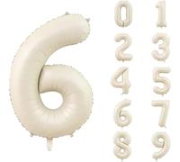1 pièce Ballon en aluminium mylar en forme de chiffre 40 blanc crème à l'hélium, décoration de fête d'anniversaire, banquet, Noël 7,5,9,2,3,4,6,8,1,0,2025PET