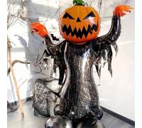 1 pièce - Ballon en feuille d'aluminium citrouille fantôme effrayant pour la décoration de fête d'Halloween - Utilisation polyvalente intérieure/extérieure, sans alimentation électrique requise 1 pièc