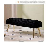 1 PIÈCE Banc Wahson rembourré de velours avec pieds en métal doré. Banc de lit, commode de chambre, rangement de couloir 120cm, gris Retour à l'école Dortoir Banc élégant : Ce banc élégant au design t