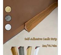 1 pièce Bande d'étanchéité autoadhésive de 2 m/78,74 po à motif bois, bande d'étanchéité autoadhésive flexible en PVC, bande décorative pour bordure murale triangulaire, ruban pour joint mural en PVC,