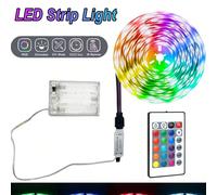 1 pièce bande lumineuse LED, 1 m, 1,8 m, 2,7 m, 4,8 m, 9,7 m, 15,2 m, bande LED RVB, télécommande 24 touches, pour décoration de la maison, chambre à coucher, couloir, anniversaire, bar, Noël (boîtier