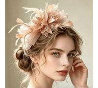 1 pièce Bandeau à fleurs en plumes pour femmes, accessoire de cheveux vintage élégant, bandeau de performance pour festival de courses de chevaux, chapeau de thé, Derby du Kentucky, pince à cheveux en