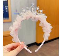 1 Pièce Bandeau Couronne De Style Princesse Avec Maille, Nœud Papillon, Perles De Rocaille, Ourlet Plissé, Broderie Florale Pour Petite Fille graphiqueFer