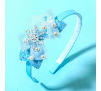 1 pièce Bandeau de princesse bleue givré étincelant avec flocon de neige, accessoire de cheveux pour costume de personnage de dessin animé pour fête Noël,Tout Imprimé,Motif texturéTulle