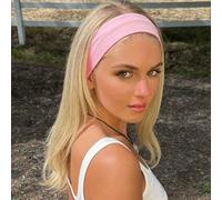 1 pièce Bandeau de sport élastique rose doux, accessoire de cheveux extra large et extensible pour femmes, tenues d'été, bandeaux de plage d'été, voyage, anniversaire Taille UniqueUnicolorePolyester