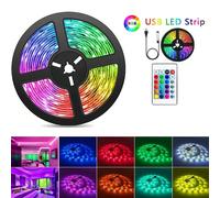 1 pièce Bandes lumineuses LED RVB de 1 m, 2 m, 3 m, 4 m, 5 m, 10 m, 15 m ou 20 m avec télécommande - Éclairage à changement de couleur pour chambre à coucher, fête et décoration de vacances, alimenté 