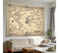1 pièce Bannière carte du monde vintage, matériau polyester, convient pour mariage, fête d'aventure, cocktail vintage, mur d'étude, décoration intérieure/extérieure, décoration de maison, jardin, déco
