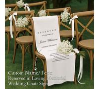 1 pièce Bannière de chaise de mariage personnalisée "En mémoire" et plaque commémorative, nom/texte personnalisable, en souvenir des êtres chers disparus, décoration de l'allée de mariage, décoration 