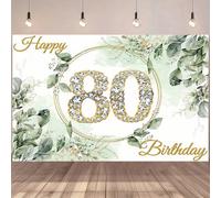 1 pièce Bannière de fond pour 80e anniversaire - Conçue avec des feuilles d'eucalyptus en fleurs et des verdures avec des accents dorés, convient pour la décoration intérieure/extérieure, toile de fon