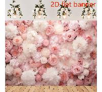 1 pièce Bannière plate 2D Toile de fond murale de fleurs Printemps Rose et blanc Bannière portrait de rose Décor de photographie Mariage Mur floral Décoration de douche nuptiale Fête Accessoires de st