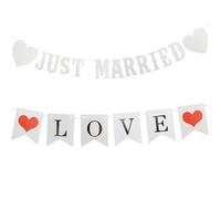 1 Pièce Bannières Just Married avec Guirlande Love 5 m de Corde,Décoration de Mariage Rétro et Rustique,Banderole Vive Les Mariés,Décoration à Suspendre,pour Photographie