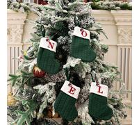 1 pièce Bas de Noël en tricot avec monogramme, petits bas de Noël avec lettres anglaises à suspendre, bas à double face à suspendre à la cheminée, décorations de fête de Noël, cadeaux de fête, faveurs
