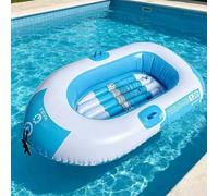 1 pièce Bateau gonflable bleu et blanc pour une personne, bateau de pêche en PVC épais, kayak pour lac, piscine, plage APolychlorures de vinyle