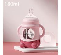 1 pièce Biberon en verre pour bébé de 150 ml/240 ml, à large goulot anti-coliques et anti-chute avec protection en silicone Bleu-240ml,Rose-240ml,Bleu-180ml,Rose-180mlVerre