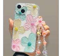 1 pièce Bijoux de bracelet de corde de fleur, étui de téléphone peint transparent à grande fleur compatible avec iPhone 12/12 Pro Max/12 Mini/11 Pro Max/XS/7/8, Samsung A03s, A03core, A04, A12, A13, A