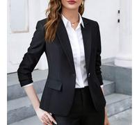 1 pièce Blazer noir croisé pour femme, veste de travail raffinée en tissu lavable de haute qualité, essentielle pour les entretiens d'embauche et les tenues de bureau au printemps L,M,S,XL,XS,XXL,XXSU