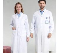 1 pièce Blouse de laboratoire blanche en polyester unisexe, uniforme de médecin/infirmier à manches longues, costume pour jeu de rôle, fête de Noël/Nouvel An, convient aux hommes et aux femmes L,M,S,X