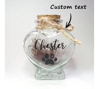 1 pièce Bocal commémoratif personnalisé avec les poils d'animal de compagnie, bouteille en forme de cœur commémorant un animal de compagnie chien ou chat. Urne commémorative personnalisée. Urne commém