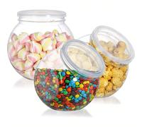 1 pièce Bocal en plastique transparent de 350 ml avec couvercle, récipient de stockage à large ouverture pour le comptoir de cuisine, convient pour ranger les bonbons, les jelly beans, les biscuits et