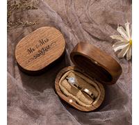 1 pièce Boîte à bague en forme ovale en bois pour proposition de mariage, voyage au soleil, rentrée scolaire fraîche Taille Unique,Je fais,Toujours pour toujours,Monsieur Madame,Veux-tu m'épouser ?,Je