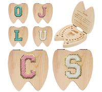 1 pièce Boîte à dents de bébé en bois pour garçons et filles. Boîte de rangement pour dents de lait, cheveux follets et cordon ombilical. Boîte de rangement pour dents avec 26 lettres en trois dimensi