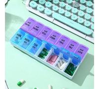 1 pièce Boîte à médicaments portable à double rangée, 7 jours par semaine, grande capacité avec 14 compartiments, boîte de rangement pour médicaments avec couvercle ouvrant, sac de premiers soins, org